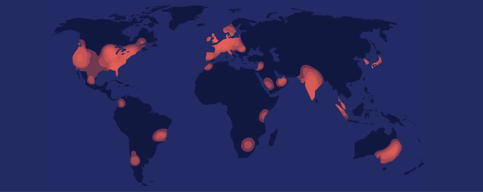 Heat map of the cloud data center regions ToolsGroup can deploy to