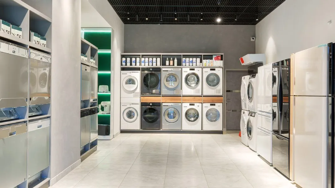 Home appliances on display in a Kotsovolos showroom