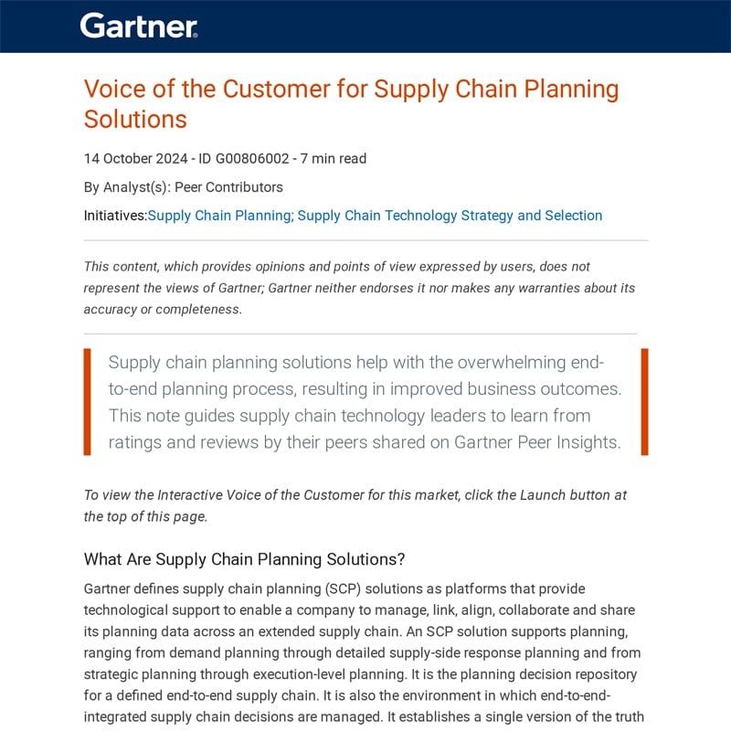 Gartner Voice of the customer 2024