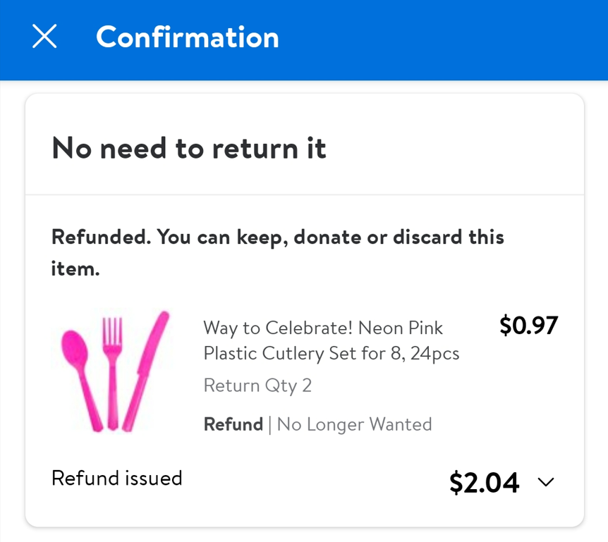 Returnless Refund Example, Finstock